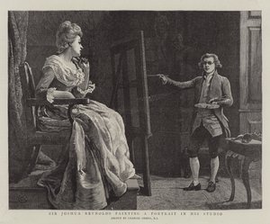ジョシュアレイノルズ卿が彼のスタジオで肖像画を描く 作： Charles Green